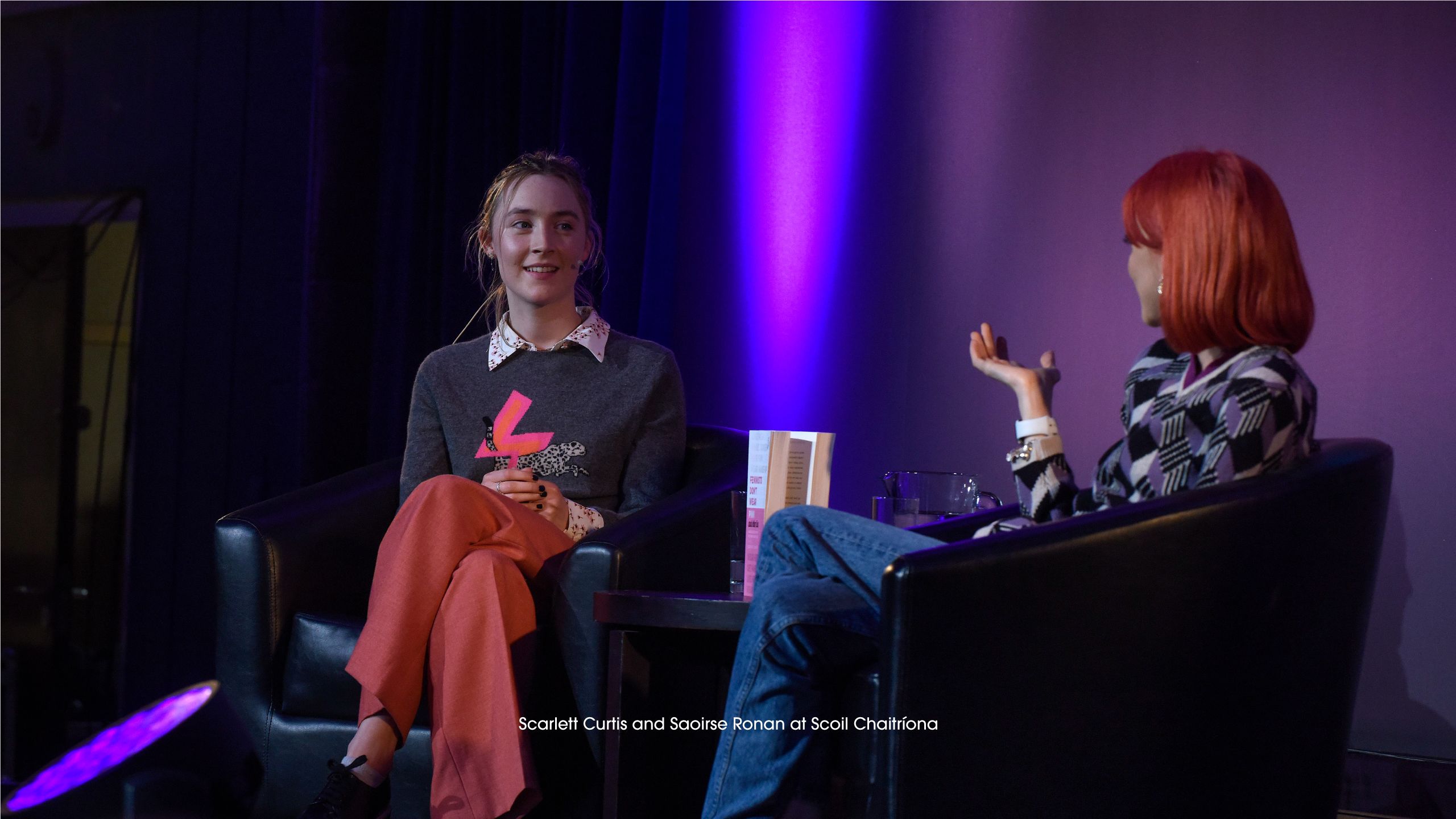 Scarlett Curtis and Saoirse Ronan at Scoil Chaitriona for Penguin Talks