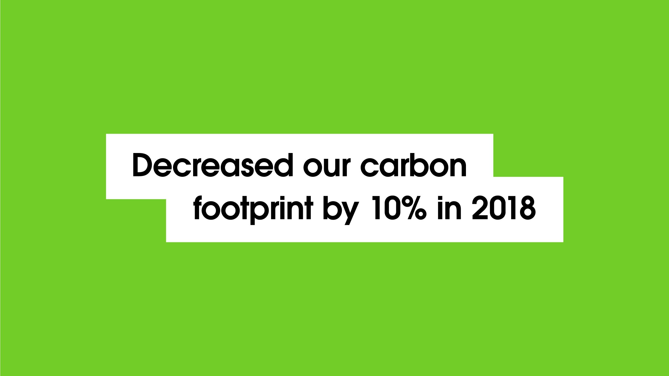'Decreased our carbon footprint by 10% in 2018'