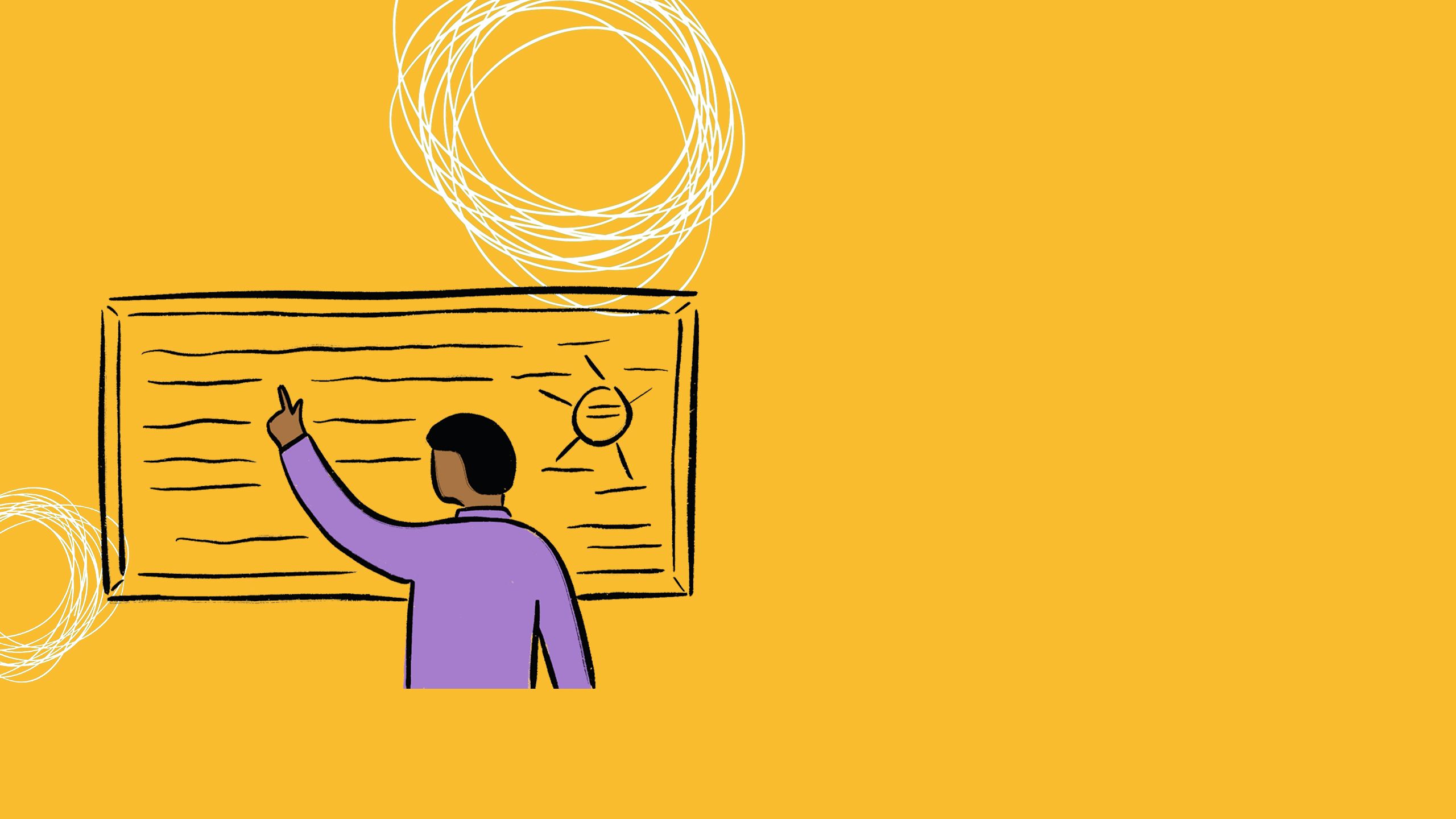 Illustration of person at a classroom whiteboard